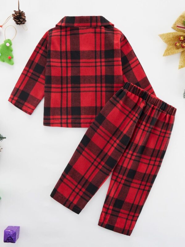 Naiyafly Kids Pajamas Set Plaid Button Down Pyjamas for Girls Boys Toddler Christmas Sleepwear Baby PJS 2 Piece Shirts Tops Pants Nightwear Homewear 18 Months - 6 Years - Image 7