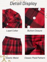 Naiyafly Kids Pajamas Set Plaid Button Down Pyjamas for Girls Boys Toddler Christmas Sleepwear Baby PJS 2 Piece Shirts Tops Pants Nightwear Homewear 18 Months - 6 Years - Image 8