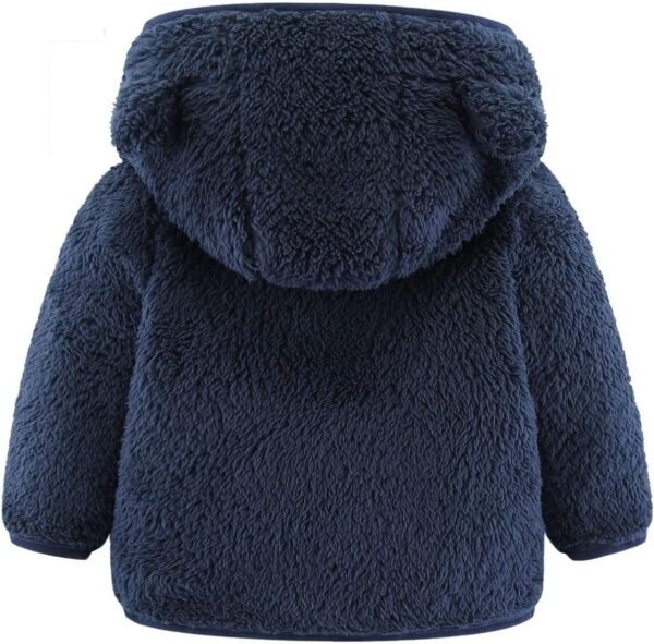 2024 New -Y9K Newborn Infant Baby Girls Boys Jacket Bear Ears Hooded Outerwear Zipper Warm Fleece Winter Coat Boys Warm Vest (Navy, 12-18 Months) - Image 2