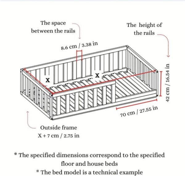 HomeForDreams Toddler Floor Bed H4D-27: Montessori-Inspired Bed Frame with Slatted Frame and Door, Ideal for Independent Sleepers, US Toddler (52x27.5 in) - Image 2