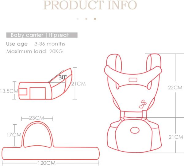 SONARIN Front Premium Hipseat Baby Carrier, Multifunctional, Ergonomic, 100% Cotton, Butterfly Rotary Buckle, 6 Carrying Positions,Safe and Comfortable, Adapted to Your Child's Growing(Green) - Image 7