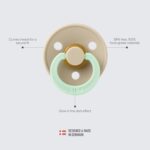 BIBS Colour Glow Soother 2-Pack, Glow in The Dark BPA Free Dummy Pacifier, Round Nipple. Natural Rubber Latex, Size 1 (0-6 Months), Vanilla Night/Dark Oak Night - Image 4