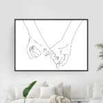 BIEMBI Holding Hands Line Art Print Couple Love Hands Poster Nursery Wall Art Canvas Painting Nordic Love Picture for Living Room 50X70cm Internal Frame - Image 3