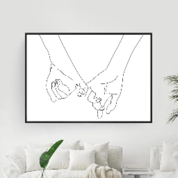 BIEMBI Holding Hands Line Art Print Couple Love Hands Poster Nursery Wall Art Canvas Painting Nordic Love Picture for Living Room 50X70cm Internal Frame - Image 3
