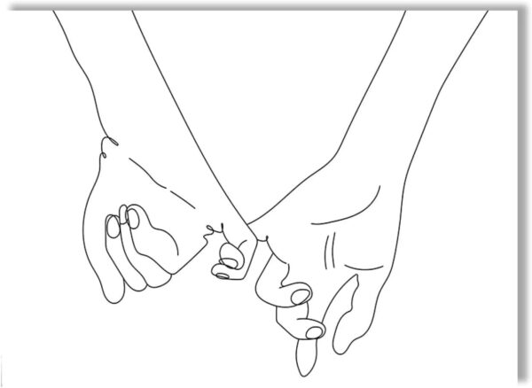 BIEMBI Holding Hands Line Art Print Couple Love Hands Poster Nursery Wall Art Canvas Painting Nordic Love Picture for Living Room 50X70cm Internal Frame - Image 4