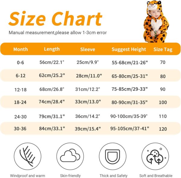 COOKY.D Unisex Winter Hooded Romper Jumpsuit 2-36 Months - Image 3