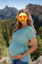 WOOXIO Women's Short Sleeve Maternity Shirts Pleated Waist Pregnancy Tops Clothes - Image 5