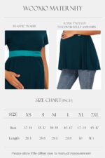 WOOXIO Women's Short Sleeve Maternity Shirts Pleated Waist Pregnancy Tops Clothes - Image 6
