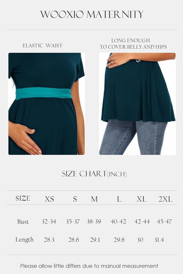 WOOXIO Women's Short Sleeve Maternity Shirts Pleated Waist Pregnancy Tops Clothes - Image 6