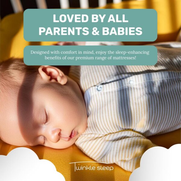 Twinklesleep TWINKLE SLEEP Hypoallergenic Baby Cot Mattress - 140 X 70 X 10 CM | Temperature Regulating & UK Made | Durable | Universal Fit | Soft Kidtech Cover | Allergy-Free | Suitable 0-48 Months - Image 7