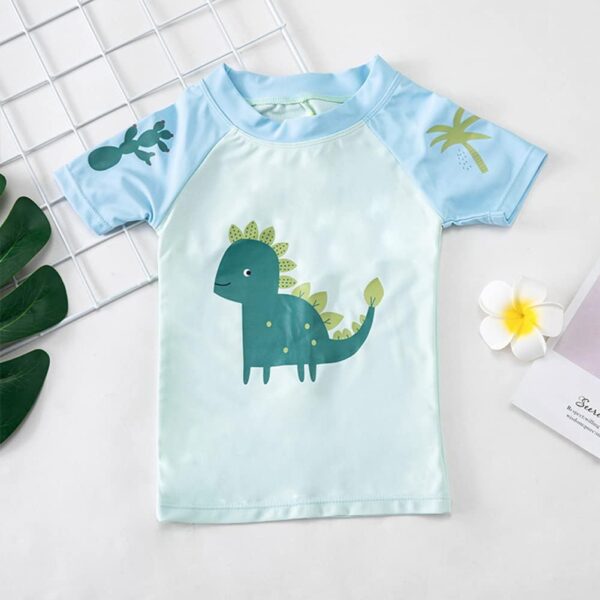 PythJooh Toddler Baby Boys Swimsuit Shark Dinosaur Two Pieces Swimwear Rash Guards Trunk Bathing Suits with Hat UPF 50+ - Image 3