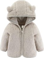 Newborn Infant Baby Boys Girls Cartoon Fleece Hooded Jacket Coat with Ears Warm Todder Kids Outwear Coat Zipper Up 0-6Y