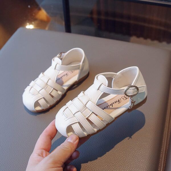 Zeiayuas Baby Girls Sandals Close Toe Leather Shoes Toddler Girls Anti Slip Summer Sandals for Beach Park Casual Rubber Sole T-strap Dress Shoes UK Child 2-12 Years - Image 5