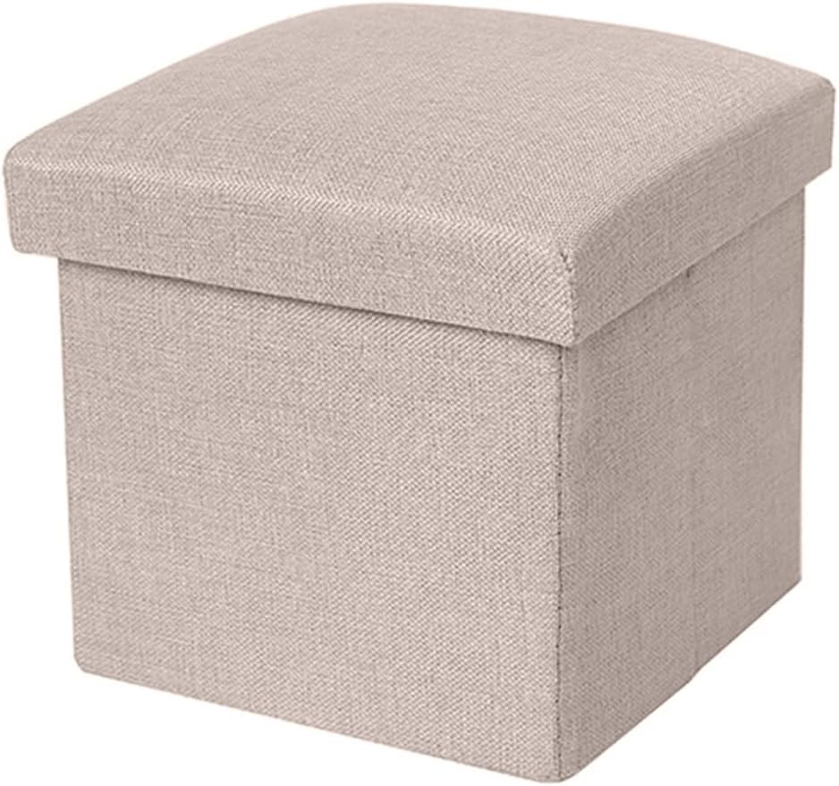 1742413935_61F7AsogSL._AC_SL1500_.jpg Large Foldable Fabric Storage Box Toy Chest with Lid Versatile Cube Seat Bench for Home Practical Blanket Box Organizer Beige 25cm - Image 1