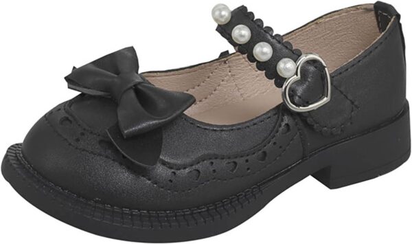 Sneaker Roller for Girls Kids Baby Girls Bow Small Leather Shoe Single Shoes Summer New Lightweight Soft Breathable Non Slip Solid Color Bow Fashion Casual Children's Shoes (White, 12 Little Child) - Image 2