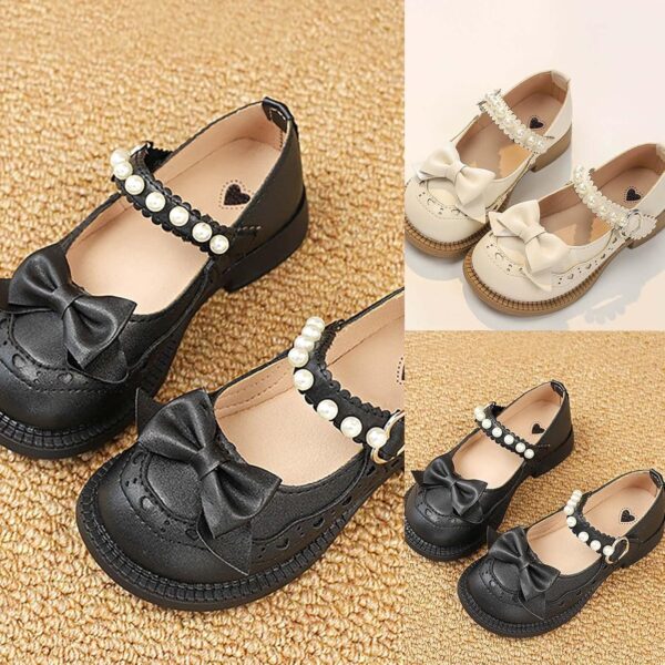 Sneaker Roller for Girls Kids Baby Girls Bow Small Leather Shoe Single Shoes Summer New Lightweight Soft Breathable Non Slip Solid Color Bow Fashion Casual Children's Shoes (White, 12 Little Child) - Image 3