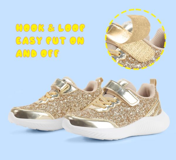 LUCKY STEP Kid's Glitter Fashion Sneakers Sparkly Princess Tennis Bling Shiny Sequins Athletic Walking School Shoes for Children/Boys/Girls - Image 3