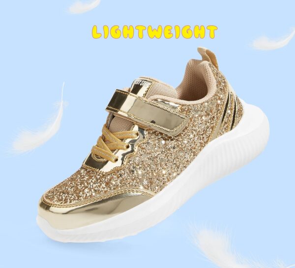 LUCKY STEP Kid's Glitter Fashion Sneakers Sparkly Princess Tennis Bling Shiny Sequins Athletic Walking School Shoes for Children/Boys/Girls - Image 4