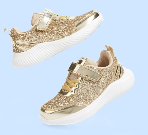 LUCKY STEP Kid's Glitter Fashion Sneakers Sparkly Princess Tennis Bling Shiny Sequins Athletic Walking School Shoes for Children/Boys/Girls - Image 7