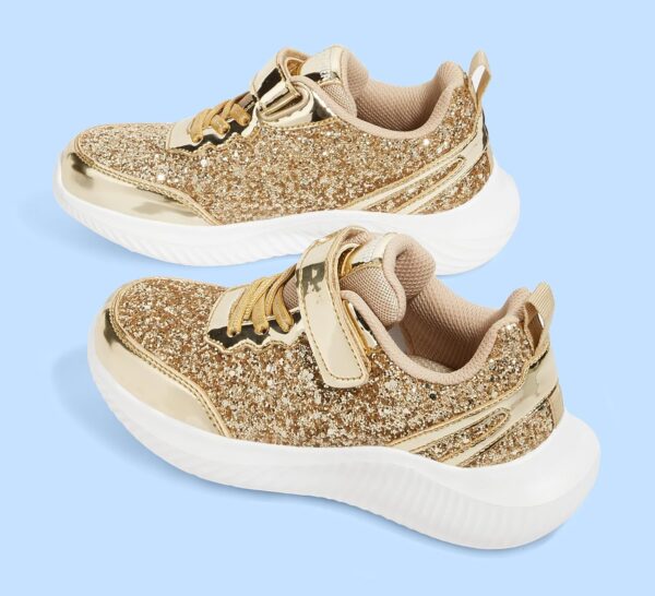 LUCKY STEP Kid's Glitter Fashion Sneakers Sparkly Princess Tennis Bling Shiny Sequins Athletic Walking School Shoes for Children/Boys/Girls - Image 9