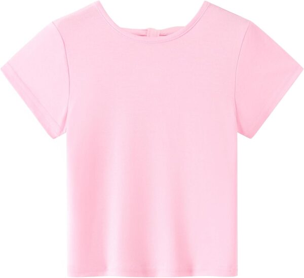 Arshiner Girls T-Shirts Back Hollow Bow Tie Kids Cotton Summer Short Sleeve Tops Cute Leisure Fashion Shirt Round Neck Tee Shirt for Girls 3-14 Years - Image 2