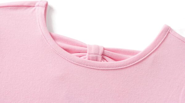 Arshiner Girls T-Shirts Back Hollow Bow Tie Kids Cotton Summer Short Sleeve Tops Cute Leisure Fashion Shirt Round Neck Tee Shirt for Girls 3-14 Years - Image 3