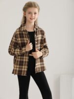 Naiyafly Girls 3 Piece Outfits Kids Cami Top + Flare Pants Set with Plaid Shirt Set Youth Girls Long Jacket Tanks Top Flare Leggings Bell Bottom Clothes - Image 5