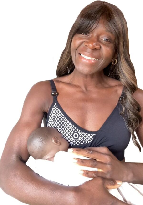 Mumba Bra - Maya Lux Comfort Bra - Pregnancy, Breastfeeding Bra with Reminder Clasp - Seamless Design - with Original BabyFocus Print - Use with Foam Pads or Breast Pads - Image 5