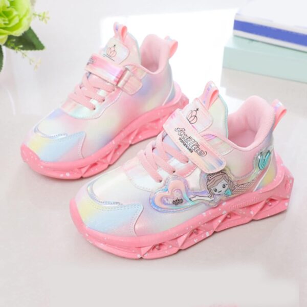 Kids Shoes LED Light Up Trainers Shoes Baby Sneakers Glow Fashion Flashing Athletic Sport Sneaker Kids Flashing Lights Running Sports Skater Shoes Gift for Girls Boys Children (Pink, 1 Big Kids) - Image 2