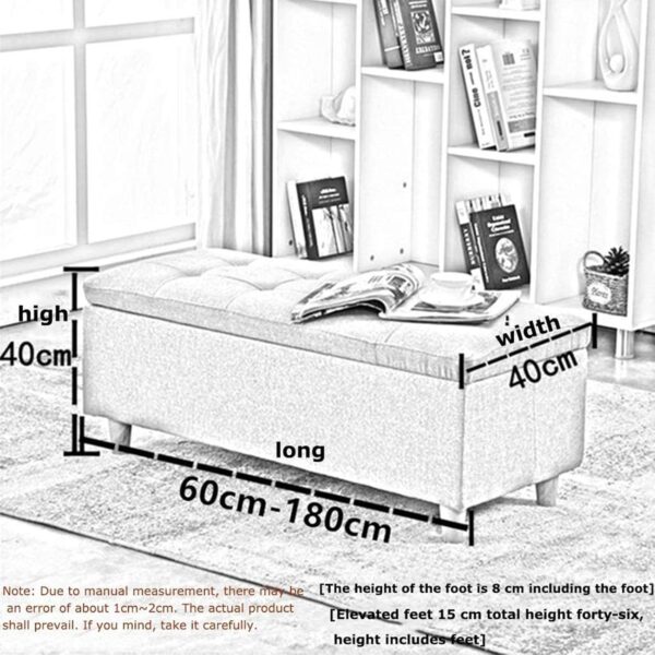 Storage Stool Ottoman Bench Footstool Seat Organizer Box for Bedroom Living Room Entryway Foldable Storage Chest for Blankets Shoes Toys 90x40x40cm - Image 2