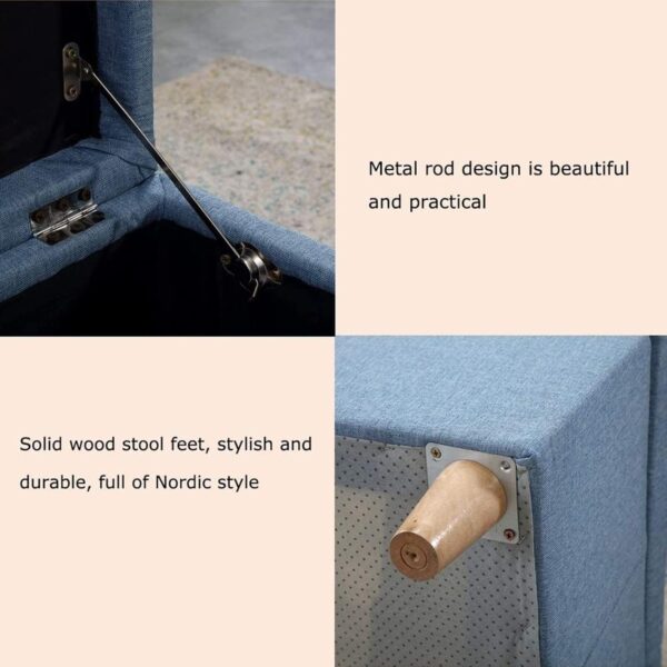 Storage Stool Ottoman Bench Footstool Seat Organizer Box for Bedroom Living Room Entryway Foldable Storage Chest for Blankets Shoes Toys 90x40x40cm - Image 4