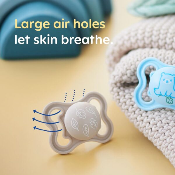 MAM Air Soothers | 0-6 Months | 2 Pack | Newborn Dummies | Comes in Dummy Steriliser Case | Sustainable Materials | Baby Accessories for Newborn | Blue/White (Various Designs) - Image 2