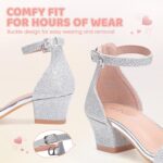 FOGOIN Girls Sandals Party Shoes Low Heels Open Toe Princess Sandal Ankle Strap Dress up Glitter Wedding Shoe for Little Big Kid Summer - Image 4