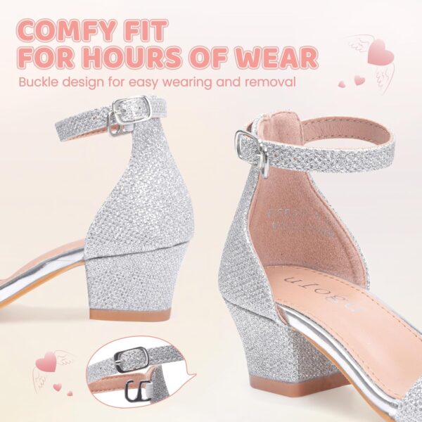 FOGOIN Girls Sandals Party Shoes Low Heels Open Toe Princess Sandal Ankle Strap Dress up Glitter Wedding Shoe for Little Big Kid Summer - Image 4