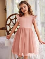 Arshiner Girls' Dresses Toddler Tulle Dress Flying Sleeves Princess Dress Festive Dress Tutu Children's Dress Cotton Party Dress Birthday Wedding Summer Dress 2-7 Year - Image 2