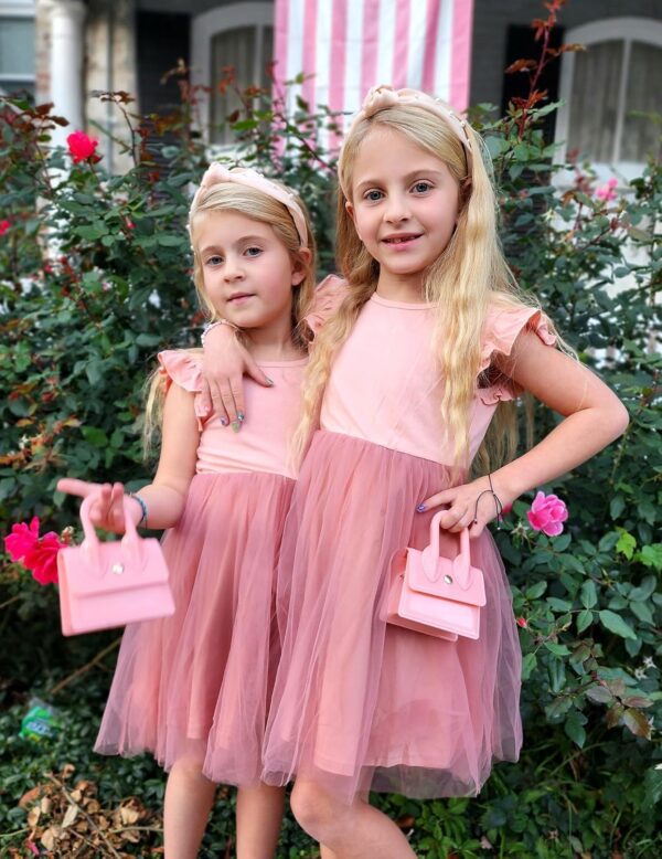 Arshiner Girls' Dresses Toddler Tulle Dress Flying Sleeves Princess Dress Festive Dress Tutu Children's Dress Cotton Party Dress Birthday Wedding Summer Dress 2-7 Year - Image 5