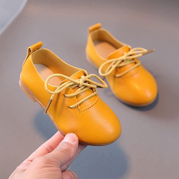 Infant Baby Boys Girls Classic PU Leather Wedding Loafers Toddler 𝐎xford Dress Shoes First Steps Walking Flat Lazy Crib Shoe Premium Soft Anti-Slip Rubber Sole Shoe (Yellow, 6 Toddler) - Image 3