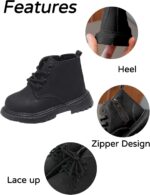 FEOYA Boys Girls Ankle Boots Leather School Boots Waterproof Lace Up Shoes Spring Autumn Short Boots with Zip 3.5-9.5 UK Child - Image 5