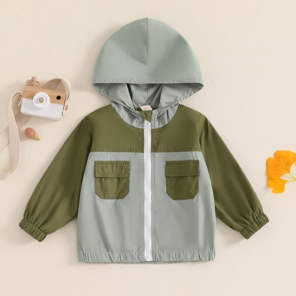 Himllauen Toddler Boys Hoodies Coat Autumn Winter Long Sleeve Contrast Color Zip Up Hooded Jackets Baby Outwear - Image 2