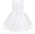 Nimiya Newborn Baby Girls 3D Flower Girl Dress Wedding Pageant Birthday Party Dress with Bloomers Outfit Set Ivory 6-9 Months - Image 2