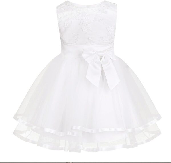 Nimiya Newborn Baby Girls 3D Flower Girl Dress Wedding Pageant Birthday Party Dress with Bloomers Outfit Set Ivory 6-9 Months - Image 2