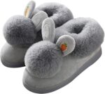 Girls Cute Bunny Slippers Memory Foam Slippers for Women Children Winter Warm Plush Shoes