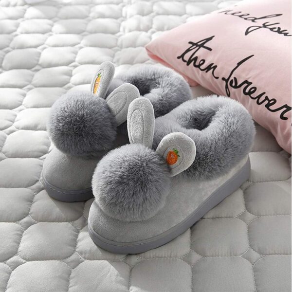 Girls Cute Bunny Slippers Memory Foam Slippers for Women Children Winter Warm Plush Shoes - Image 2