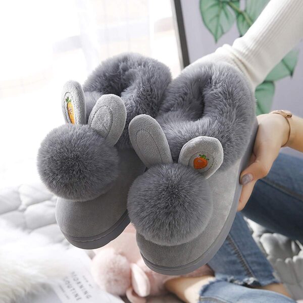 Girls Cute Bunny Slippers Memory Foam Slippers for Women Children Winter Warm Plush Shoes - Image 3
