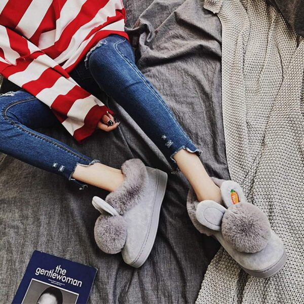 Girls Cute Bunny Slippers Memory Foam Slippers for Women Children Winter Warm Plush Shoes - Image 5