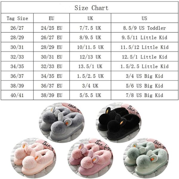 Girls Cute Bunny Slippers Memory Foam Slippers for Women Children Winter Warm Plush Shoes - Image 7