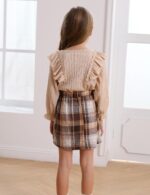 Qiraoxy Baby Girl Clothes Ruffle Ribbed Long Sleeve T-Shirt Top Plaid Skirt Fashion Set 2Pcs Toddler Kids Girl Fall Winter Outfits 1-6 Years - Image 4
