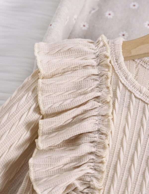 Qiraoxy Baby Girl Clothes Ruffle Ribbed Long Sleeve T-Shirt Top Plaid Skirt Fashion Set 2Pcs Toddler Kids Girl Fall Winter Outfits 1-6 Years - Image 6