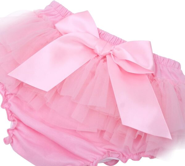Agoky Baby Girls Ruffle Tutu Bloomers Diaper Cover Panties with Flower Headband Outfit Set Photo Shoot Prop - Image 3