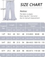 FEOYA Girls Ribbed Flared Leggings Cotton Ruffle Leggings Bell Bottoms Yoga Pants Casual High Waisted for Dance Workout - Image 2